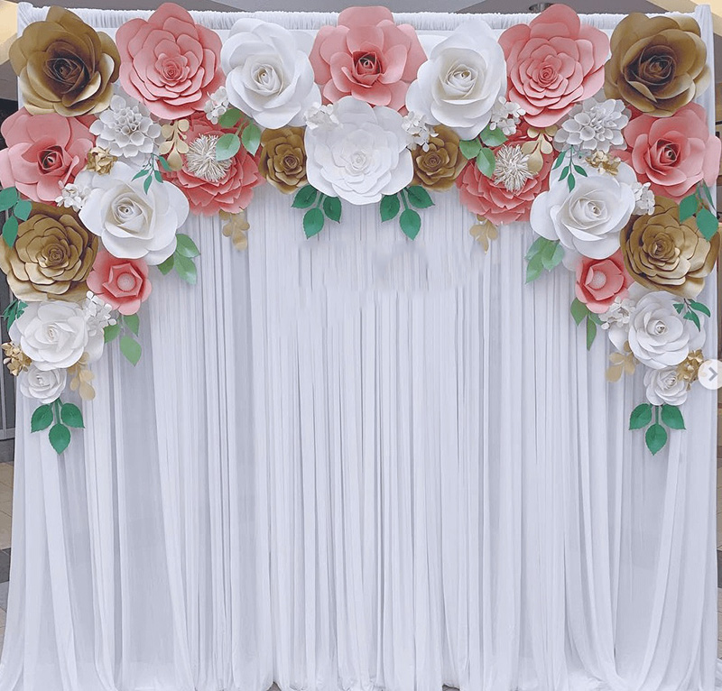 Trang trí backdrop chụp hình đám cưới tự làm bằng hoa giấy