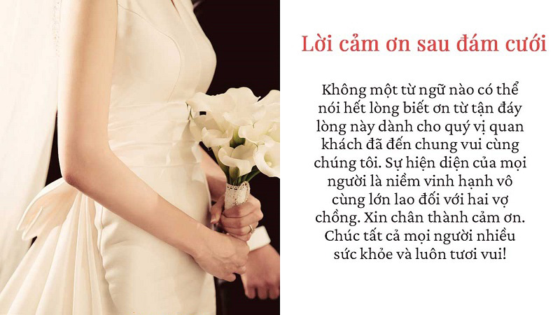 Lời cảm ơn sau đám cưới từ bố mẹ chú rể và cô dâu (nguồn internet)